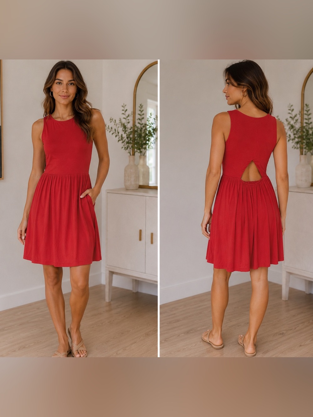 LOFT Sleeveless Burnt Orange Mini Dress with Back Keyhole - Small